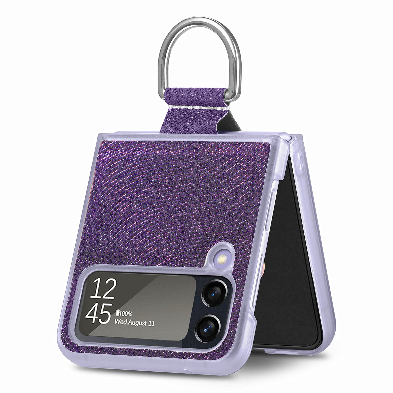 For Samsung Galaxy Z Flip4 5G Finger Ring Phone Case PU Leather Coated Hard PC Cover For Samsung Galaxy Z Flip4 5G Finger Ring Phone Case PU Leather Coated Hard PC Cover